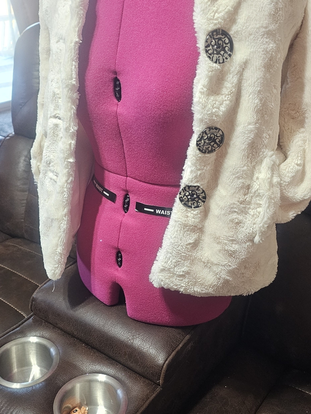 Arizona Jean Company Cream Faux Fur Teddy Jacket with Decorative Buttons